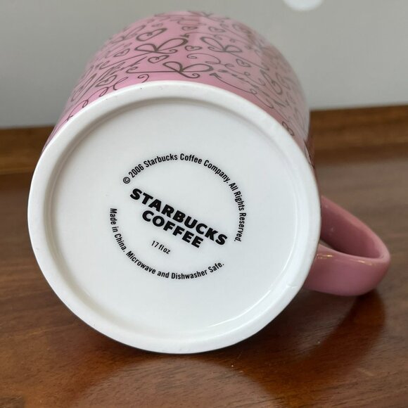 Starbucks Valentine's Day "Flirt" Mug 2006 New Bone China Pink Brown Coffee Cup - Picture 11 of 12